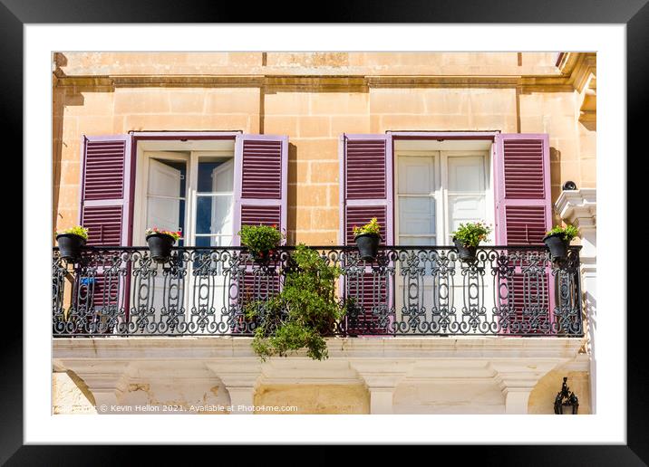 Balconies in Mdina, Malta Framed Mounted Print by Kevin Hellon