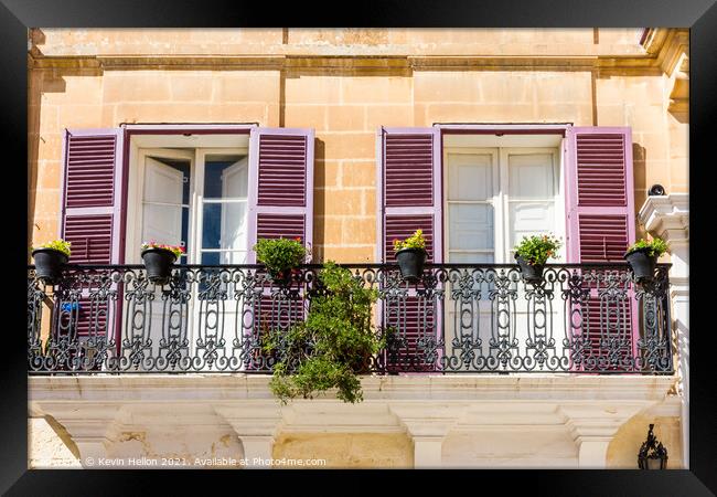 Balconies in Mdina, Malta Framed Print by Kevin Hellon