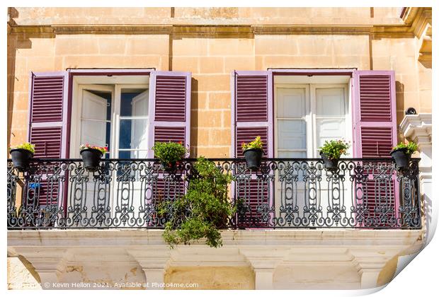 Balconies in Mdina, Malta Print by Kevin Hellon