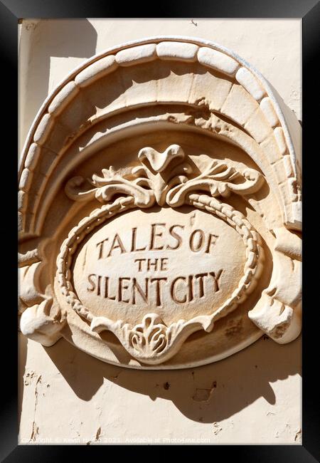 Tales of the Silent City sign  Framed Print by Kevin Hellon