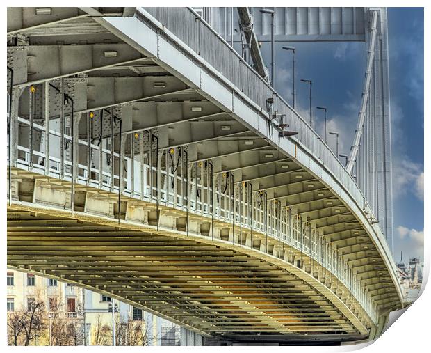 Beneath The Elisabeth Bridge in Budapest Print by Dave Williams