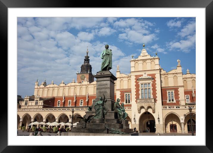 Adam Mickiewicz Monument and Sukiennice in Krakow Framed Mounted Print by Artur Bogacki