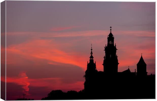 Wawel Castle and Cathedral Silhouette in Krakow Canvas Print by Artur Bogacki