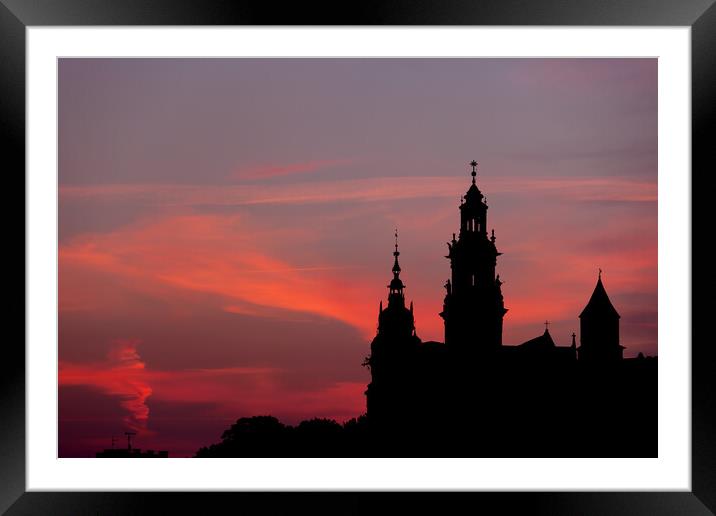 Wawel Castle and Cathedral Silhouette in Krakow Framed Mounted Print by Artur Bogacki