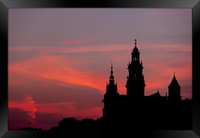 Wawel Castle and Cathedral Silhouette in Krakow Framed Print by Artur Bogacki