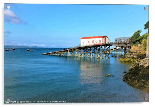 Old lifeboat station atTenby in South Wales, UK. Acrylic by john hill