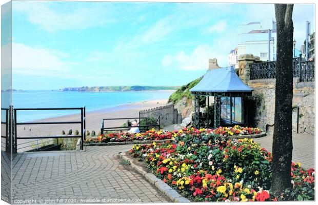 Esplanade gardens at Tenby in South Wales, UK. Canvas Print by john hill