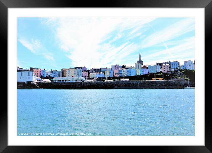 Colorful Tenby from the sea in South Wales, UK. Framed Mounted Print by john hill