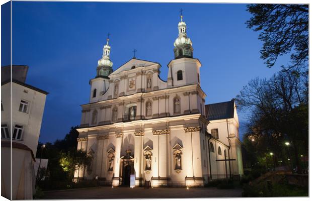 Bernandine Church at Night in Krakow Canvas Print by Artur Bogacki