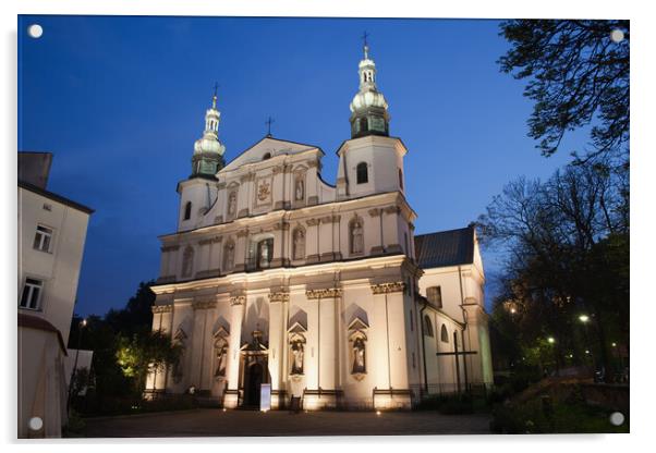 Bernandine Church at Night in Krakow Acrylic by Artur Bogacki