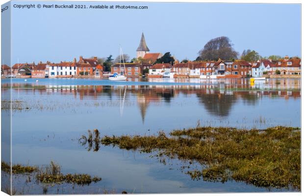 Bosham Village Reflected in Chichester Harbour  Canvas Print by Pearl Bucknall