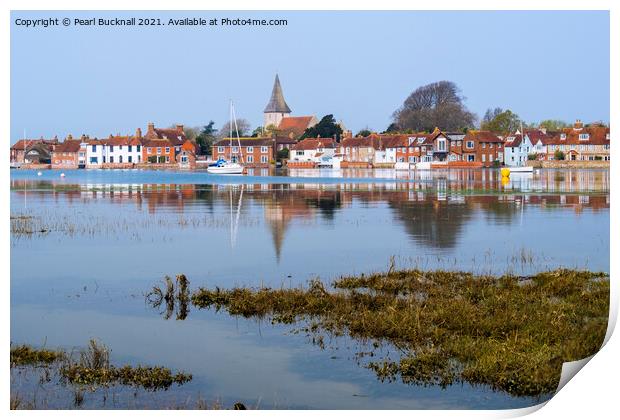 Bosham Village Reflected in Chichester Harbour  Print by Pearl Bucknall