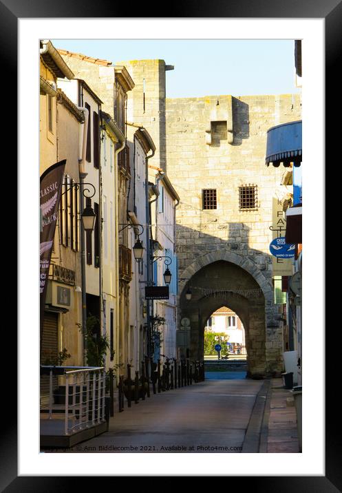 A street inside the Fortress of Aigues Mortes Framed Mounted Print by Ann Biddlecombe