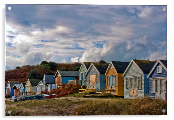 Beach Huts Hengistbury Head Dorset Acrylic by Andy Evans Photos