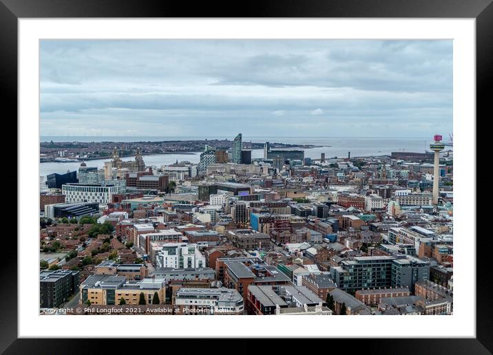 Liverpool City view from the tower of Liverpool Cathedral  Framed Mounted Print by Phil Longfoot