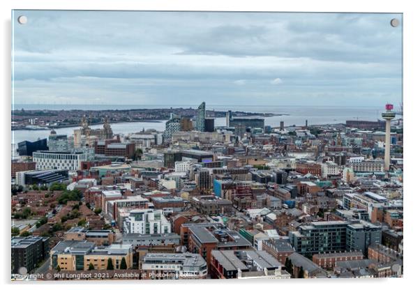 Liverpool City view from the tower of Liverpool Cathedral  Acrylic by Phil Longfoot