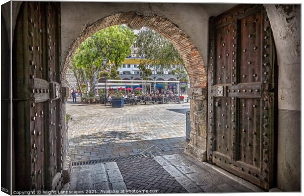 Gates To The City Of Gibraltar Canvas Print by Wight Landscapes