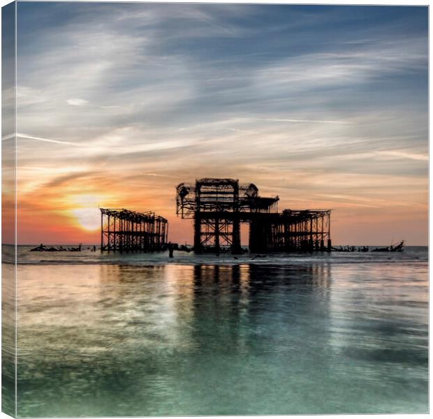Sunrise after the West Pier Fire _ Brighton Canvas Print by Dave Williams