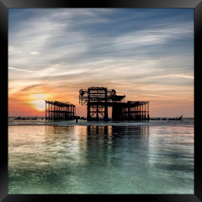 Sunrise after the West Pier Fire _ Brighton Framed Print by Dave Williams
