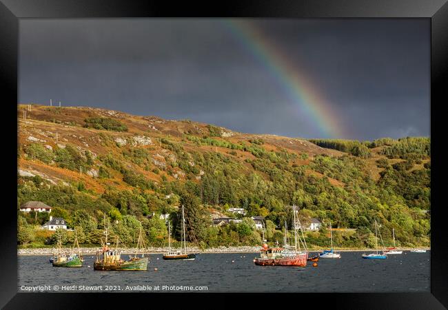 Rainbow over Loch Broom, Ullapool, Scotland Framed Print by Heidi Stewart