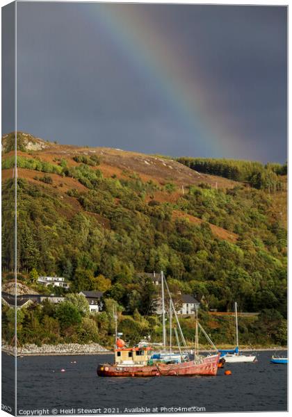 Rainbow over Loch Broom, Ullapool, Scotland Canvas Print by Heidi Stewart