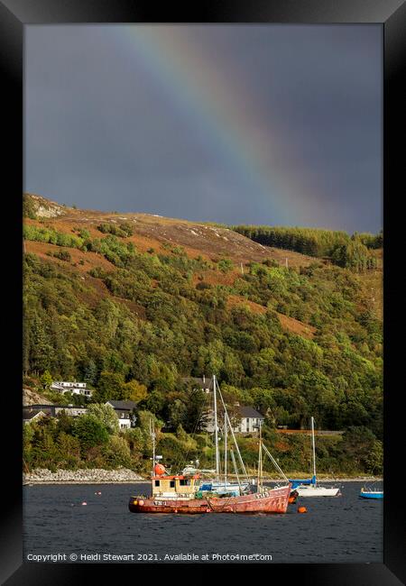 Rainbow over Loch Broom, Ullapool, Scotland Framed Print by Heidi Stewart