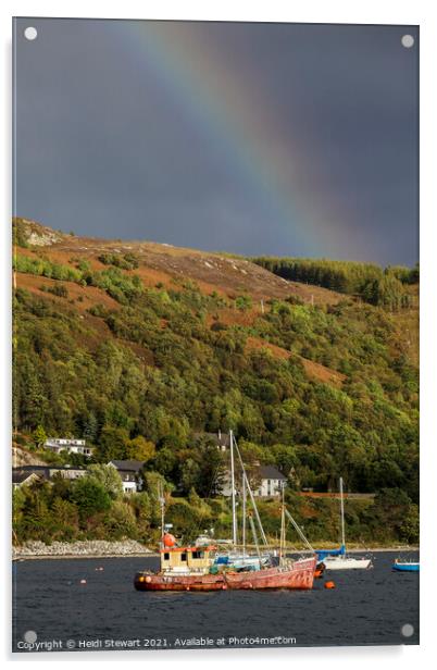 Rainbow over Loch Broom, Ullapool, Scotland Acrylic by Heidi Stewart