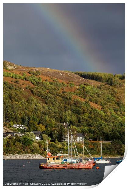 Rainbow over Loch Broom, Ullapool, Scotland Print by Heidi Stewart