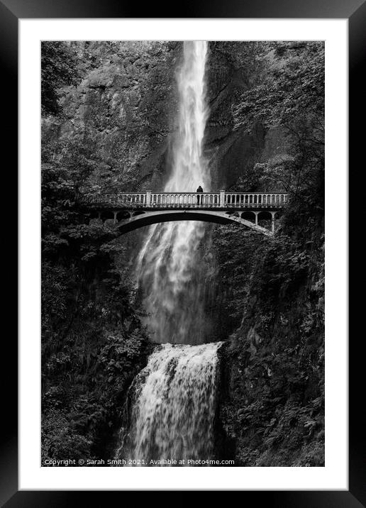 Multnomah Falls in Monochrome Framed Mounted Print by Sarah Smith