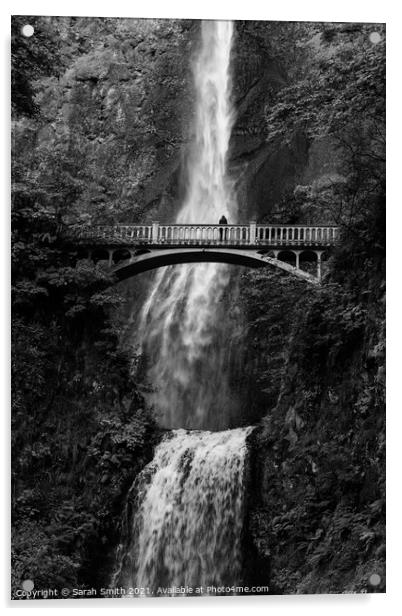 Multnomah Falls in Monochrome Acrylic by Sarah Smith