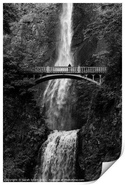 Multnomah Falls in Monochrome Print by Sarah Smith