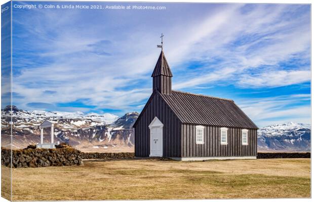Budir Church, West Iceland Canvas Print by Colin & Linda McKie