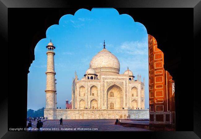 Taj Mahal Through Arch Framed Print by Graham Prentice