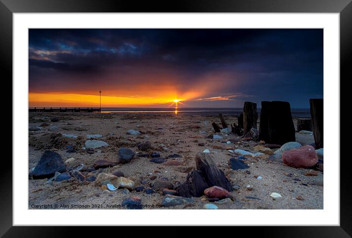 Hunstanton Beach Sunset Framed Mounted Print by Alan Simpson
