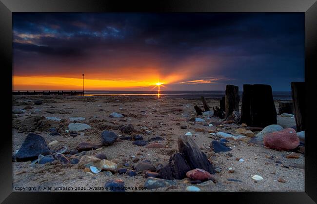 Hunstanton Beach Sunset Framed Print by Alan Simpson