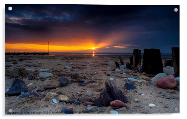 Hunstanton Beach Sunset Acrylic by Alan Simpson