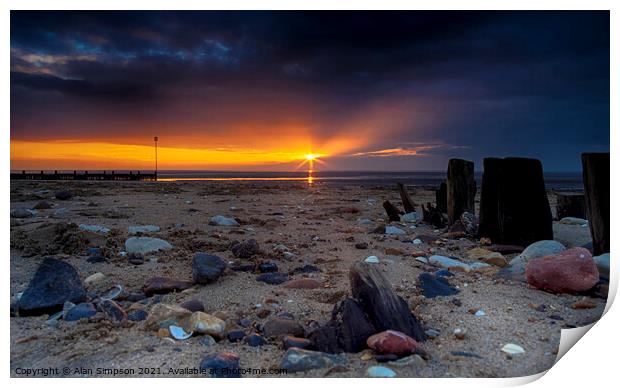 Hunstanton Beach Sunset Print by Alan Simpson