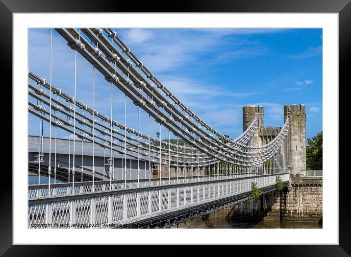 Conwy Suspension Bridge Conwy River North Wales Framed Mounted Print by Nick Jenkins