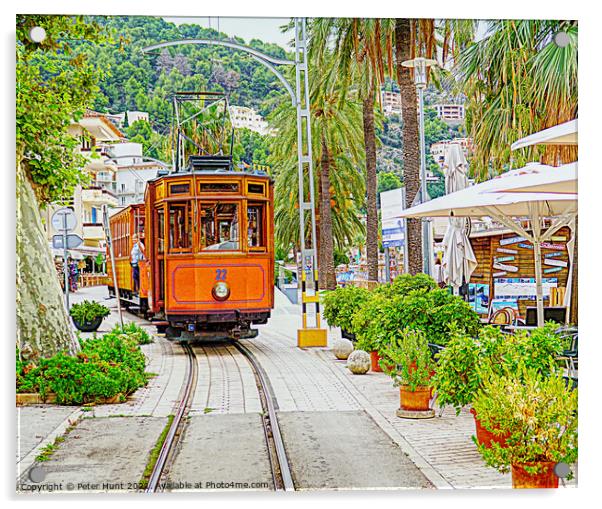 The Soller Tram Mallorca Acrylic by Peter F Hunt
