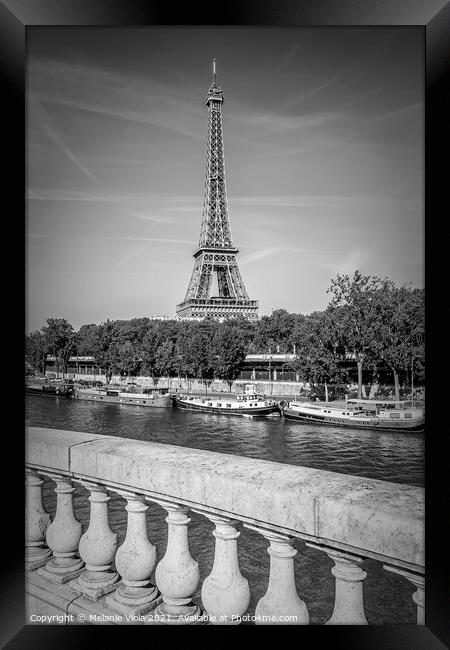 PARIS Eiffel Tower & River Seine | Monochrome Framed Print by Melanie Viola