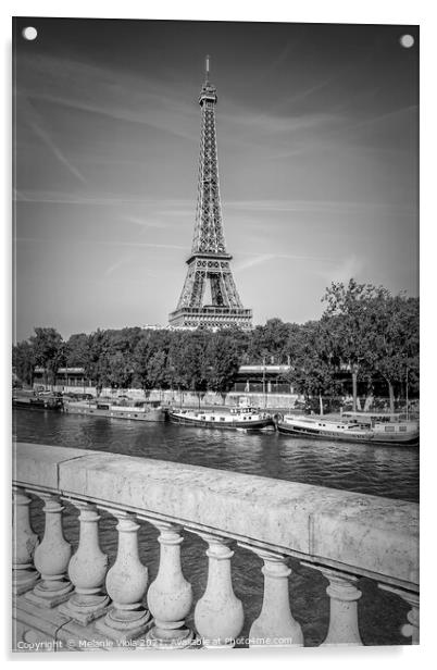 PARIS Eiffel Tower & River Seine | Monochrome Acrylic by Melanie Viola