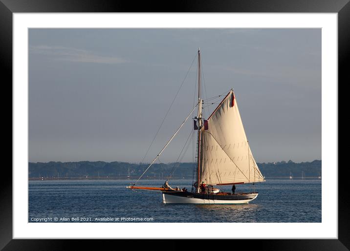 Sloop on Solent Early Morning Framed Mounted Print by Allan Bell