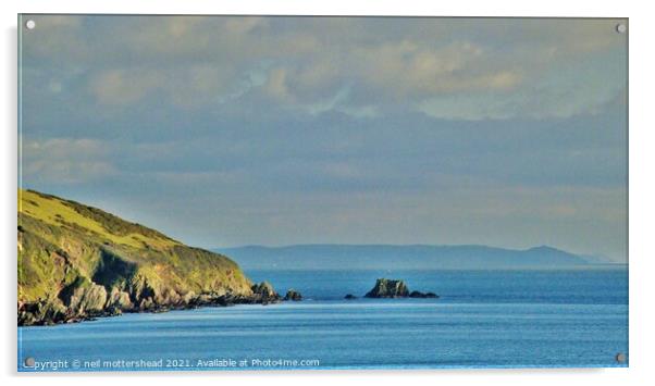 Rame Head From Talland Bay. Acrylic by Neil Mottershead