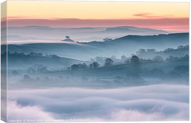 Fog in the Marshwood Vale Canvas Print by Bruce Little