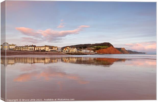 Sidmouth Dawn at Low Tide Canvas Print by Bruce Little