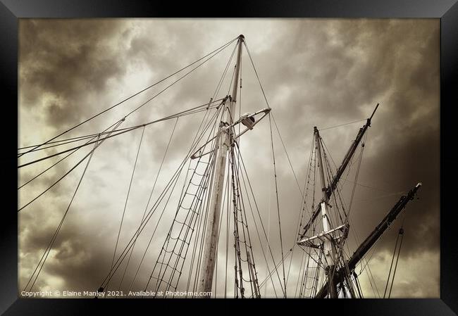 Tall Ship Masts..misc  Framed Print by Elaine Manley
