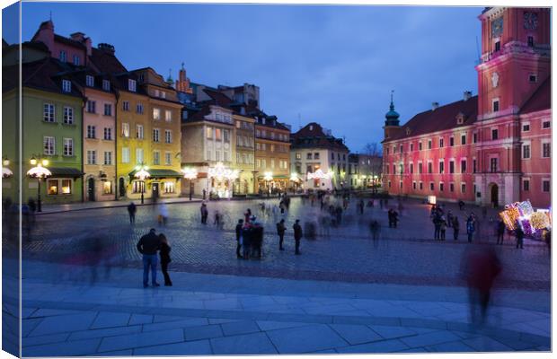 Warsaw by Night in the Old Town Canvas Print by Artur Bogacki