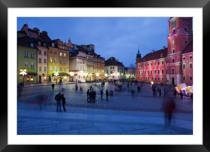 Warsaw by Night in the Old Town Framed Mounted Print by Artur Bogacki