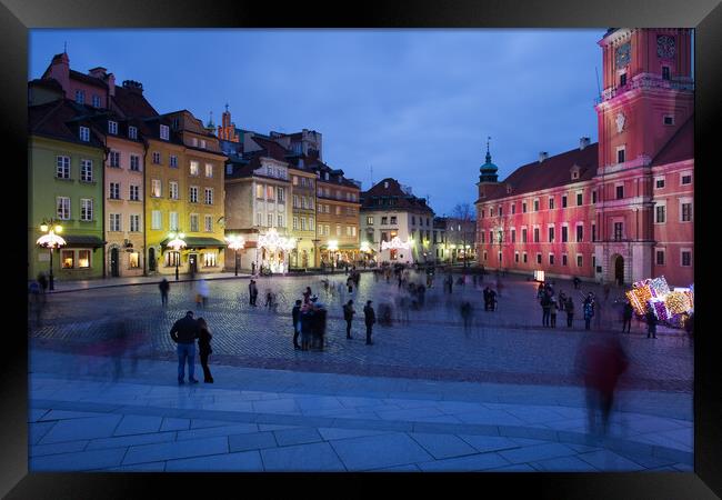 Warsaw by Night in the Old Town Framed Print by Artur Bogacki