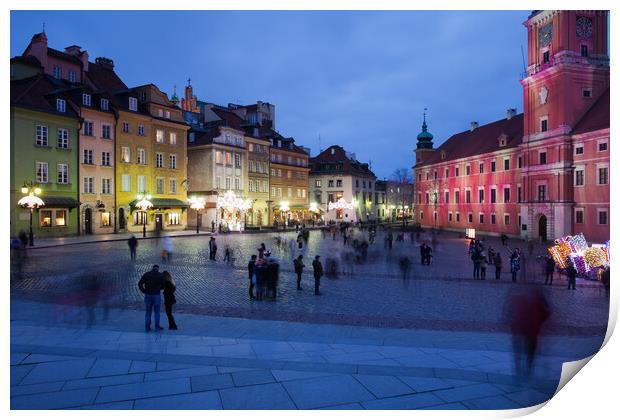 Warsaw by Night in the Old Town Print by Artur Bogacki